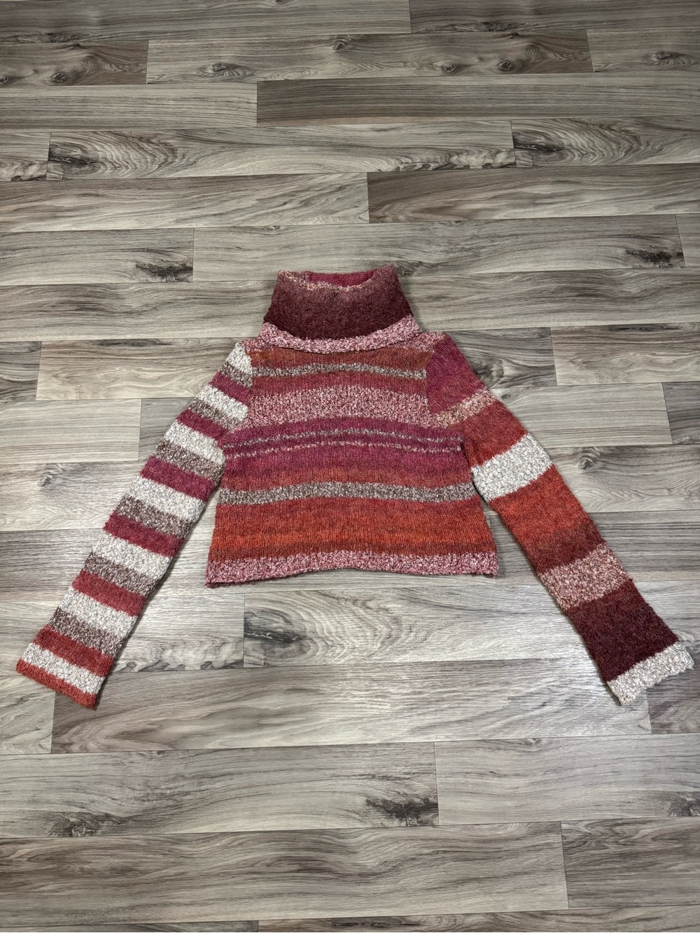 Free People My Girl Turtleneck Cropped Long Sleeve Sweater Sunburst Combo Large